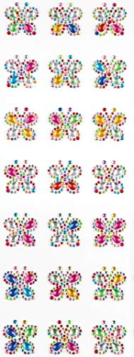 Baker Ross AR253 Butterfly Gem Stickers-Pack of 20, Self Adhesive Acrylic Jewels for Kids to Decorate and Personalise Cards & Crafts, Assorted, 2.5 cm (0.9 inch)