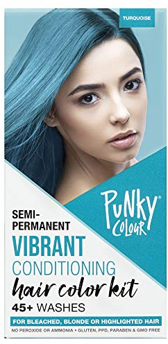 Punky Colour Box Kit Turquoise Semi Permanent Hair Color - Vegan, Cruelty-Free Conditioning Hair Dye, Lasts Up to 35 Washes