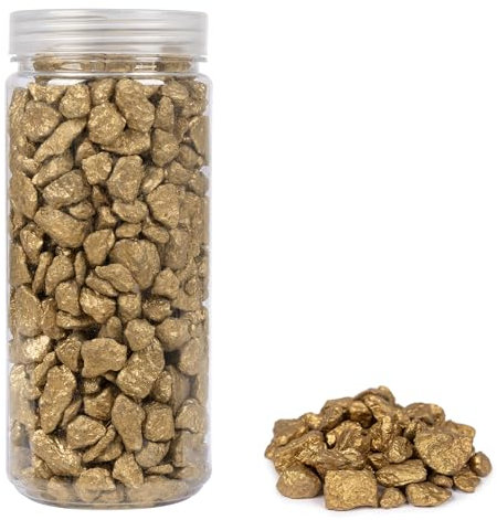 HEKU großformatige Deko-Steine (9-13mm) in gold, ca. 750g I Vielseitig Einsetzbar I Praktisch Verpackt I Ideal für Dekoration und Bastelprojekte