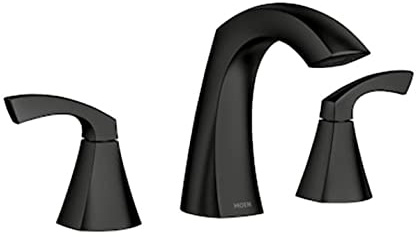 Moen Wraps Matte Black 2-Handle Widespread Bathroom Sink Faucet with Drain
