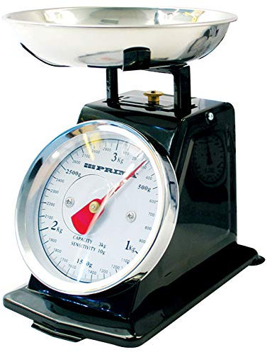 Báscula de cocina manual vintage de 3 kg tradicional Prima retro analógica para el hogar, ingredientes mecánicos, medición de pesaje para hornear, canal de Youtube, cuenco de acero inoxidable