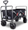 TMZ Folding Wagon Cart Collapsible Outdoor Utility Beach Wagon,All-terrain Handcart Shopping Trolley with 120kg Capacity-Black/Grey