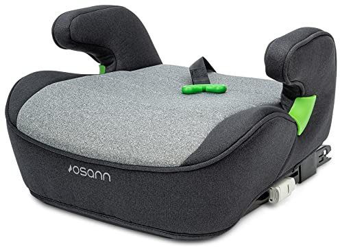 Osann Lux Isofix – Die flexible & bequeme Sitzerhöhung Auto Kinder (126-150 cm), mit & ohne Isofix nutzbar, ergonomische Sitzfläche & sichere Gurtführung - Universe Grey