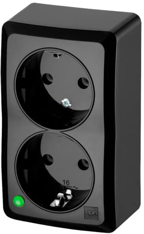 Asvendo Elektrische Serie: Lichtschalter, Drucktaste, Steckdosen 1 und 2, Schwarz