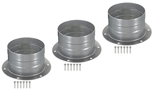 PATIKIL 3 Conducto Conector Brida, 3 Paquete Metal Recta Tubería Escape Brida Conducto Montaje Placa con Tornillos para Aire Calefacción Refrigeración Ventilación HVAC Sistema