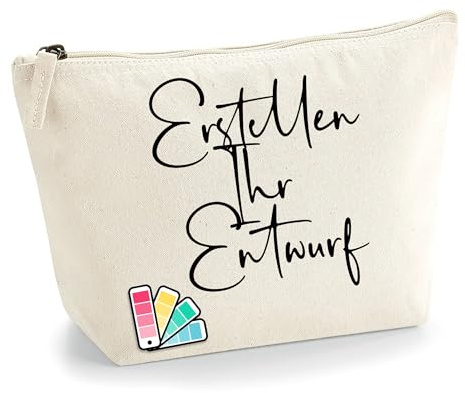 Personalisierte Benutzerdefinierte Kosmetik Make-Up-Zubehör Kulturtasche Ihr Eigenes Design Text Name - Natural - Größe M