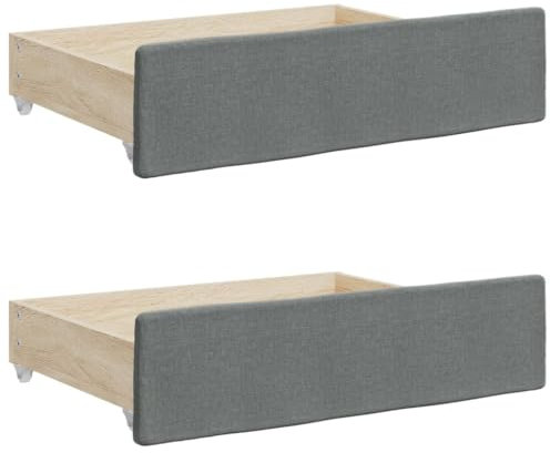 vidaXL Bettschubladen 2 STK., Bettkasten mit Rollen, Schubkasten Schublade für Bett, Bettschubkasten Unterbettschublade, Dunkelgrau Holzwerkstoff Stoff
