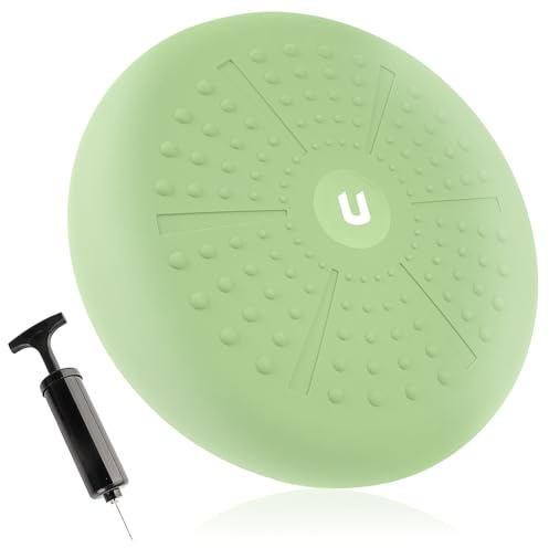 unycos - Ballsitzkissen 33 cm inklusive Pumpe, Noppenkissen, Luftkissen, Anti-Burst Sitzkissen, Balancekissen, Core, Rücken, Fitness Koordinations und Rückentraining (Grün; PureZen)