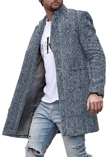 SUCADA Tweed Manteau Homme Regular Fit Collare In Piedi Manches Longues Manteau Unique Impression Casual Manteau Printemps Automne Veste Rue Style Transition Veste Homme XLDY-11 3XL