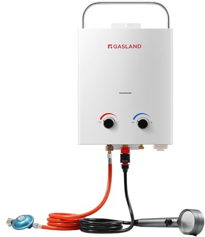 GASLAND 5L Gasdurchlauferhitzer, AS132 Propan Durchlauferhitzer 50mbar, LPG Wassererhitzer für Wohnmobil Camping Dusche Waschen Pferd