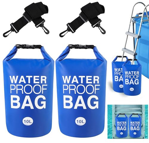 2 escaleras y escalones de piscina de PVC 500D, peso de 10 L, bolsa seca impermeable sobre el suelo, bolsas de arena con nailon resistente y asa, funciona con escalones de piscina sobre el suelo