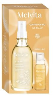 Melvita, Set de Regalo Hidratante Ecoresponsable: Rutina de Belleza con 5 Aceites Preciosos para una Piel y Cabello Radiantes, Gel de Ducha y Aceite Multiusos, para las Fiestas, Regalo Perfecto