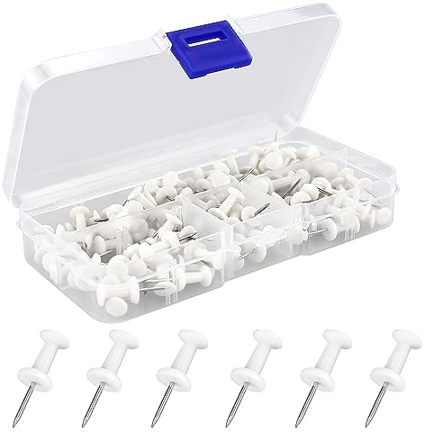100 st ritstift, vit fäste, stift för anslagstavla, tryckstift, ritstift, plasthäftstift, tryckstift för stål, tryckstift för huvuden, häftstift för karta, för korktavla, kartor, affischer, anteckning