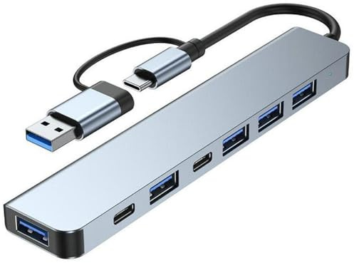Hub USB C, estación de Acoplamiento USB C - Concentrador Adaptador USB C | 7 en 1 USB 3.0 Hub 5GBps Transmisión de Alta Velocidad USB C Hub Adaptador multipuerto para Unidad portátil