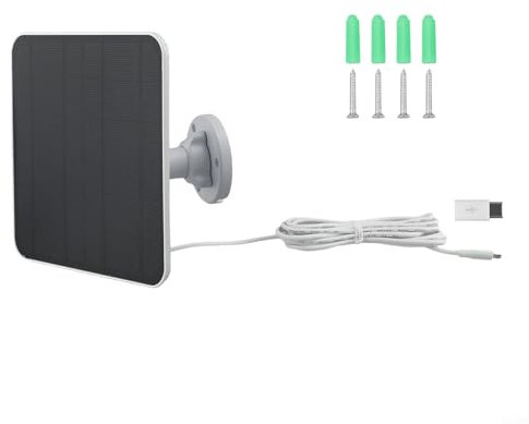 5W Solar Charger For Ring Video Doorbell Camera with Battery, Solar Panel with Type-C, USB and DC Port Cable(White)