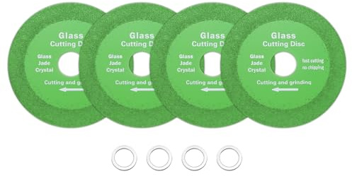 sourcing map 4 Pack Glass Cutting Disc 4 Inch for rotary tool Diamond Cutting Disc Ultra-Thin Saw Blade Wheel with 4/5 Arbor for Cutting Grinding Jade Crystal Tile Ceramic