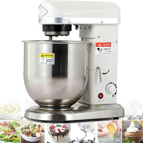Mixeur 10 L, Batteur Sur Socle Professionnel 500 W, Réglage De La Vitesse À Trois Vitesses, Avec Bol Mélangeur, Crochet Pétrisseur, Pour Faire Des Gâteaux, Pains, Biscuits, Pâtisseries, Muffins Et Gau