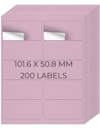 YIKIADA Violett Universal Etiketten 50,8 × 101,6 MM Vinyl Selbstklebend Ablösbar Blanko Aufkleber Bedruckbar Namenaufkleber Büro Adressetiketten für Tintenstrahl- und Laserdruckern 200 Stück