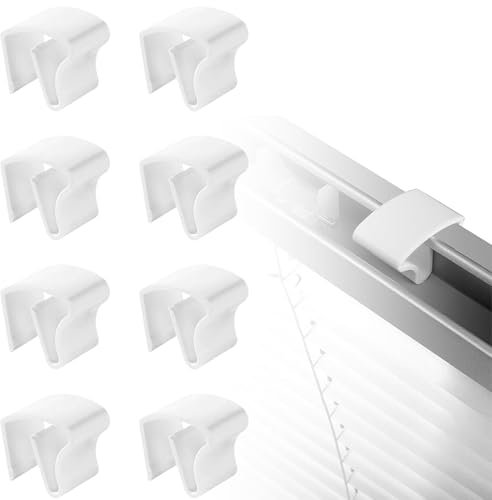 8 Stück Klemmträger Für Jalousien,Universal Kunststoff Klemmhalter Für Aluminium Jalousien,Alu Jalousie Ohne Bohren,Montage Ohne Schrauben Und Bohren, Kunststoff, Weiß