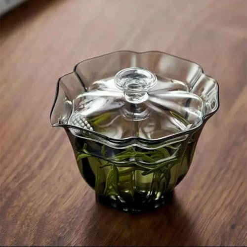 GENPICONG Soupière à thé en Verre Transparent, Filtre Tropical résistant à la Chaleur, Trou en Maille, Outils de préparation du thé Kung Fu, Tasses à Boire pour la Maison