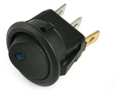 Interrupteur Lève-Vitre Interrupteur À Bascule Rond Marche/arrêt SPST pour KCD1 20A 12V 220V, Lumière À Points LED, pour Voiture Et Bateau Bouton Leve Vitre(Bleu,220V)