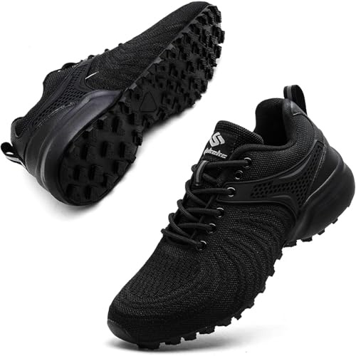 Mufanton Scarpe Trail Running Uomo Scarpe da Trekking Scarpe da Escursionismo Antiscivolo Scarpe da Ginnastica Fitness Outdoor Traspirante Sportive,Nero,EU42