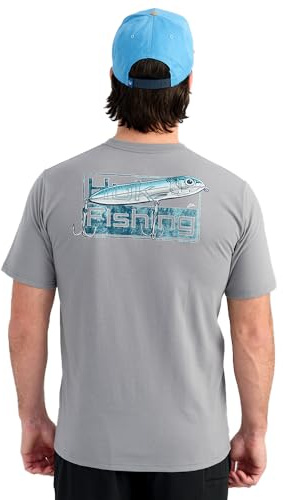 HUK Mens KC Scott Pocket Tee, Comfortable Performance Fishing Short Sleeve T-Shirt with Chest Pocket, Lures - Night Owl, X-Large