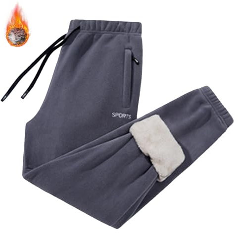 ofeirhz Herren-Jogginghose, lockere Sporthose, gerade Passform, Jogger, Laufhose mit Taschen, breite Beine, Trainingshose, warm, bequem, mit Kordelzug, Outdoor-Wandern, grau, XXL