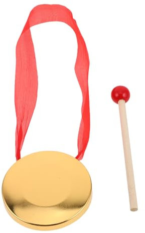 Vaguelly Miniatur-gong Für Junge Mädchen Traditionelles Handheld-Instrument Mit Rotem Band Zum Aufhängen Musik-Ornament Für Zuhause Und Feier Spiel Schlägel