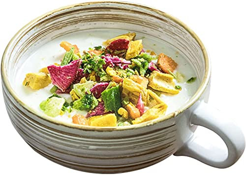 Bowls, Soup Bowls， Ceramic BowlUnique Soup Mug Container Coffee Tea Soup Bowls,Ceramic with Handle,Soup Cups Ceramic,Microwave Safe French Onion Soup Bowl 400ml,Breakfast Bowls-white-400ml,14oz,14x14x