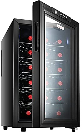 IUBGFTO Enfriador de vinos Refrigerador Compresor de 18 Botellas Refrigerador para Vino Tinto Encimera Bodegas Independientes Viento frío sin Escarcha Bajo Nivel de Ruido para Home Bar
