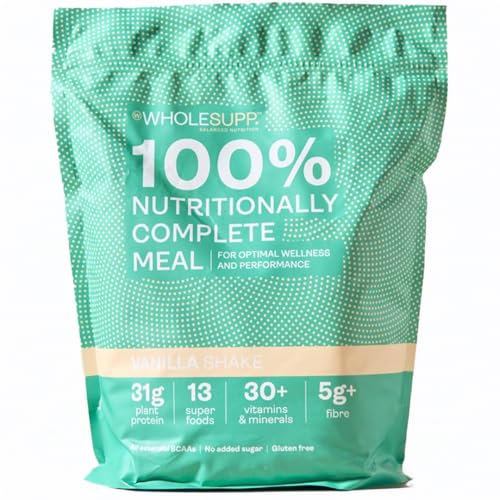 Whole Supp Vanilla Protein, Vegan Meal Replacement Shake, & Gluten Free Meal Replacement, 31g Plant Protein per Serving, High Fibre, Dairy-Free, No Sugar Added, All in one Meal, 1.5kg, 15 Servings