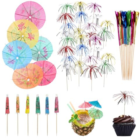 KEWUF 100 Pcs glace carbonique pour cocktail, Feu d'artifice Cocktail Bâtons Feu d'artifice Bambou Bois Bâton Decoration Cocktail pour Collations Boissons Fruits Dessert et Anniversaire Fournitures