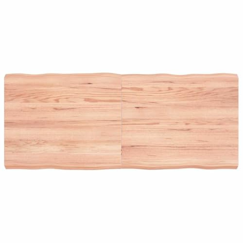 Qnhdfrt Tischplatte aus massiver Eiche 120 x 50 x (2-6) cm mit Baumkante Robuste Klappbare Arbeitsplatte für Küche Wohnzimmer und Outdoor