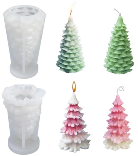 2 Moules en Silicone Sapin de Noël, Coulée de Bougies DIY et Décorations pour l’Automne et Noël