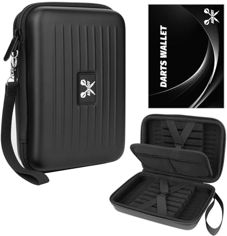 Aukuoy Darttasche, Dart Taschen für Steeldarts oder Softdarts, Platz für 12 komplett montierte Darts und Dartzubehör