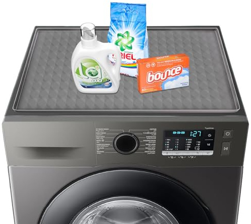 60 X 50 Waschmaschinenauflage,Silikon Abdeckmatte für Waschmaschine & Trockner,rutschfeste, schwere, wasserdichte und abwaschbare Schutzauflage für Haushalt, Küche & Waschraum(Grau, 1cps)