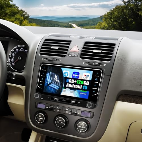 SIXWIN 6+128 GB Android 15 Autoradio för VW Golf 5,Golf 6,Touran,Polo,Passat – 7 tum touchskärm (1280 × 720),stöd för Apple CarPlay och Android Auto,DSP,GPS,WiFi,Bluetooth,2 × USB + Type-C,FM/RDS