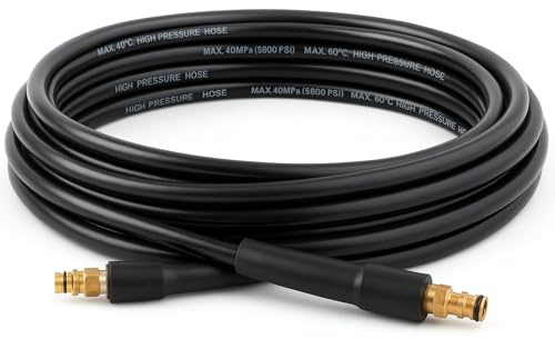 10m High Pressure Washer Hose – 5800PSI/400Bar Replacement Hose for Karcher K Series K2–K7 Click Quick Connector Heavy-Duty Jet Washer for Cars, Patio, Garden, Cleaning Sewers, Sinks and Drains (10m)