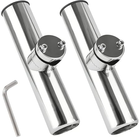 TINMAGI 2 Piezas Soporte de Caña de Pescar, Soporte de Pesca de Acero Inoxidable, Soporte de Varilla Ajustable para Rieles de 19 mm a 25 mm, para Barcos Yates Kayaks