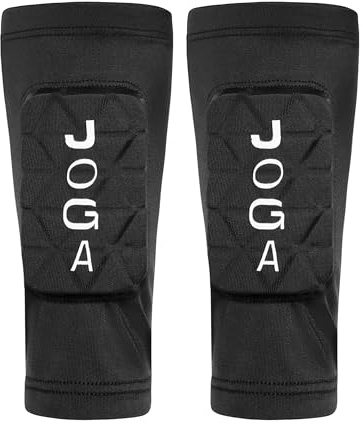 JOGA Shin Pad Sleeves | Youth (10-13) Black | Ultra-Lightweight Shin Guards | Football Shin Pads, EVA Foam Padding, Locked-in Non-slip, Pull-on design, Breathable, Impact-absorbing for Training & Matches