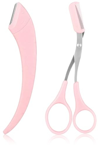 Forbici per sopracciglia, kit rifinitore per sopracciglia in 2 pezzi con pettine per donna e uomo, strumenti per modellare le in acciaio inossidabile, sicure e facili per i principian..