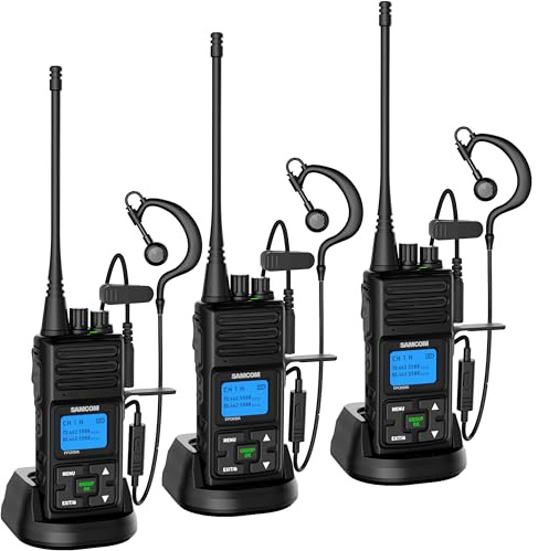 SAMCOM FPCN30A - Professional/Business Walkie Talkies for Adults- 5 Watts Radios 2 Way Long Range Radios for Construction Office School Daycare, Group Call Two-Way Radio Set (3-Pack)
