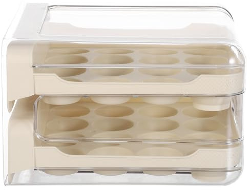 TOYANDONA Contenitore per Uova in Plastica Trasparente Coperchio, Scatola Portauova a Cassetto Impilabile da 32 Scomparti, Organizer Salvaspazio per Frigorifero per Cucina e Picnic