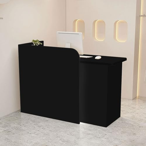 Bancone Reception Moderno In Legno Con Cassetti E Spazio Di Armadietto, 60-200cm Cassa Banco Negozio, Accoglienza Per Salone Di Bellezza, Hotel, Ufficio E Sale Aziendali, Dimensioni E Colori A Scelta