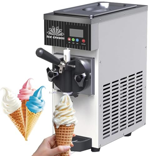 Mjukglassmaskin 2,5L, 450W Automatisk Glassmaskin | Förkylning och Självrengöring - Kapacitet 4–5kg/h, LED Pekskärm för Café och Restaurang(white)