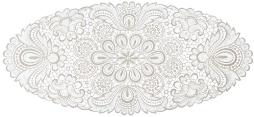 Plauener Spitze by Modespitze 67952 Design Plauen, Gre 30 x 60 cm oval, Creme, Champagner