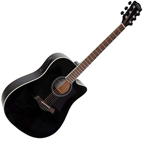 Classic Cantabile WS-20 BKEQ Dreadnought Westerngitarre - Akustikgitarre mit Stahlsaiten - Gitarre mit Tonabnehmer und 3-Band Equalizer - Geschlossene und Gummierte Chrom-Mechaniken - Schwarz