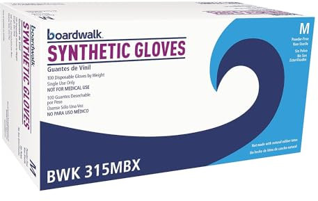 Boardwalk 315MCT Powder-Free Synthetic Vinyl Gloves Medium Cream 4 mil 1000/Carton