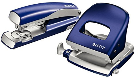 Leitz 50060004 Locher und Leitz 55620069 Heftgerät Nexxt Style (titan-blau | Heftgerät + Locher)